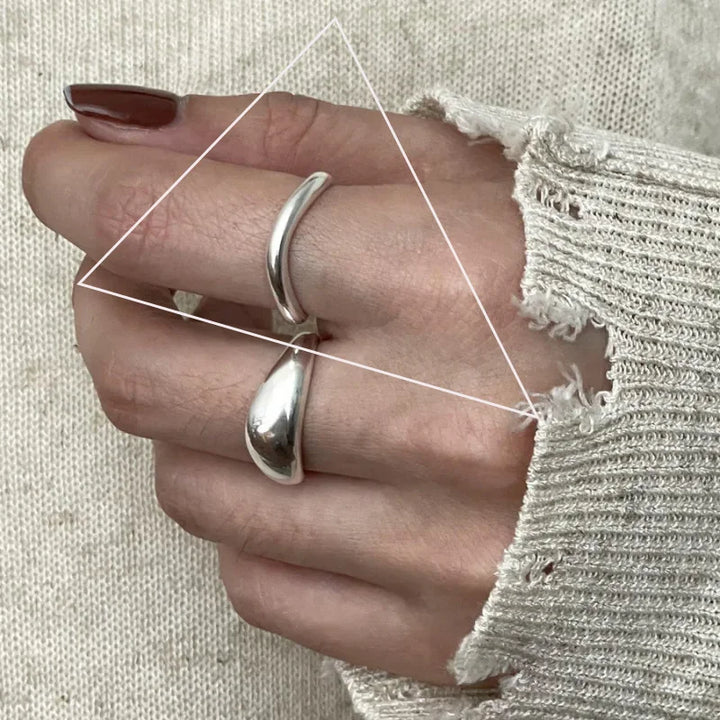 VENTFILLE 925 Sterling Silver Ring for Women Girl Jewelry Geometry Hollowed Out Design Overlapping Simple  Gift Dropshipping