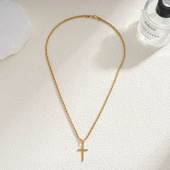 New 14k gold plated stainless steel necklace Jesus Christ cross pendant