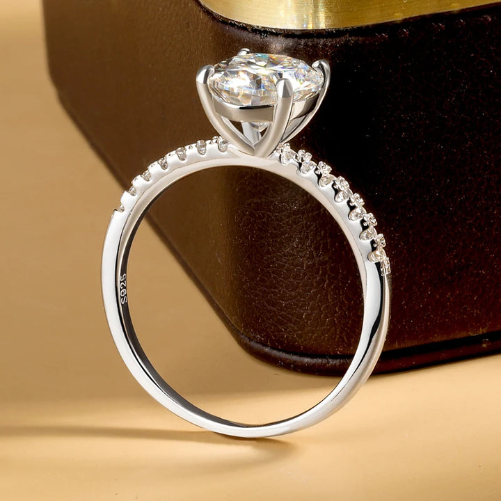 White Gold Plated Oval Moissanite Diamond Ring