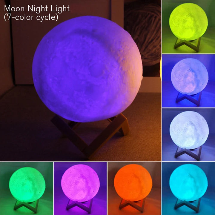 Moon-shaped 3D LED lampshade