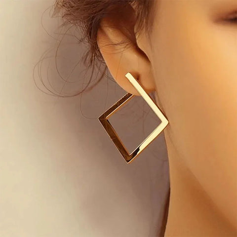 Minimalist retro stainless steel square earring