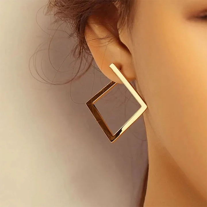 Minimalist retro stainless steel square earring