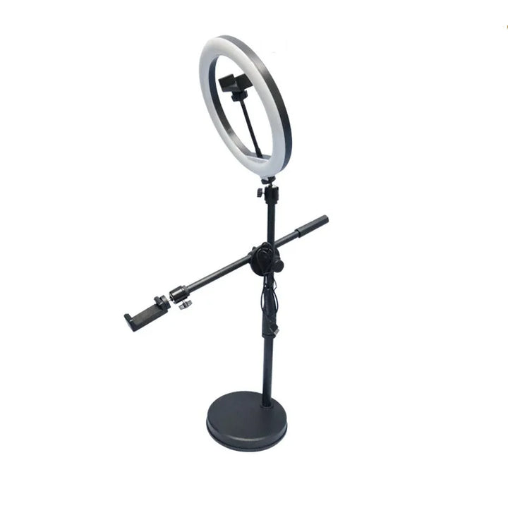 Hanging tripod with ring light for cell phone