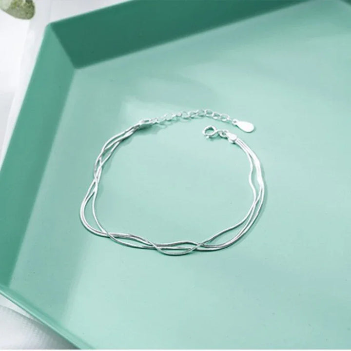Double layer 925 sterling silver bracelet