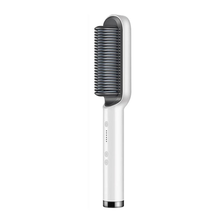 Electric hair straightening ceramic brush