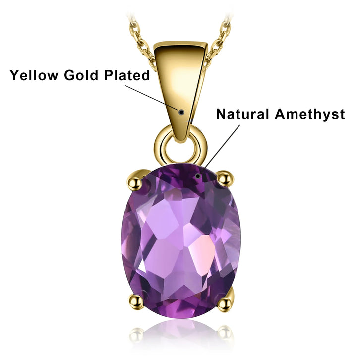 JewelryPalace Rose Gold Yellow Gold Plated Natural Amethyst Citrine Garnet Topaz 925 Sterling Silver Pendant Necklace No Chain