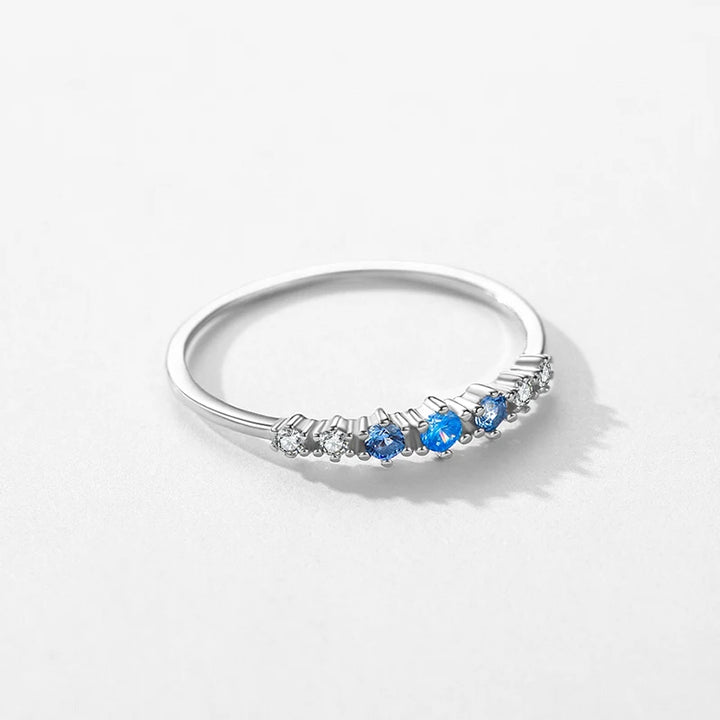 Modian 925 Sterling Silver Simple Stackable Fashion Thin Finger Ring Charm Blue Zirconia Rings For Women Wedding Fine Jewelry