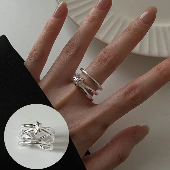 VENTFILLE 925 Sterling Silver Ring for Women Girl Jewelry Geometry Hollowed Out Design Overlapping Simple  Gift Dropshipping