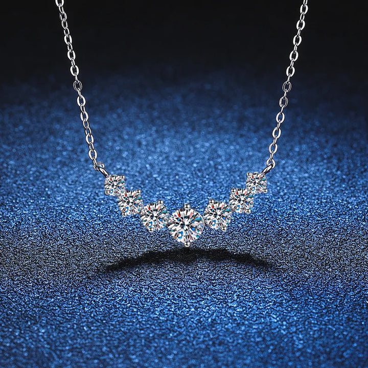 Luxury necklace with moissanites plated in certified 18k white gold