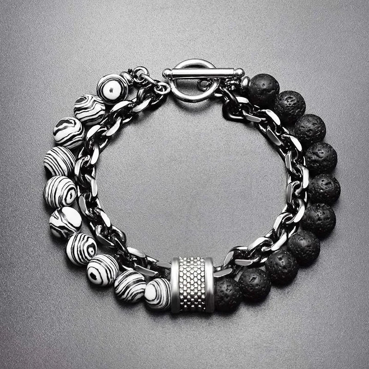 New 2020 Men's Tiger Eye Stone Beaded Bracelet Stainless Steel Gunmetal Link Chain Yoga Bracelet Male Jewelry Dropshipping