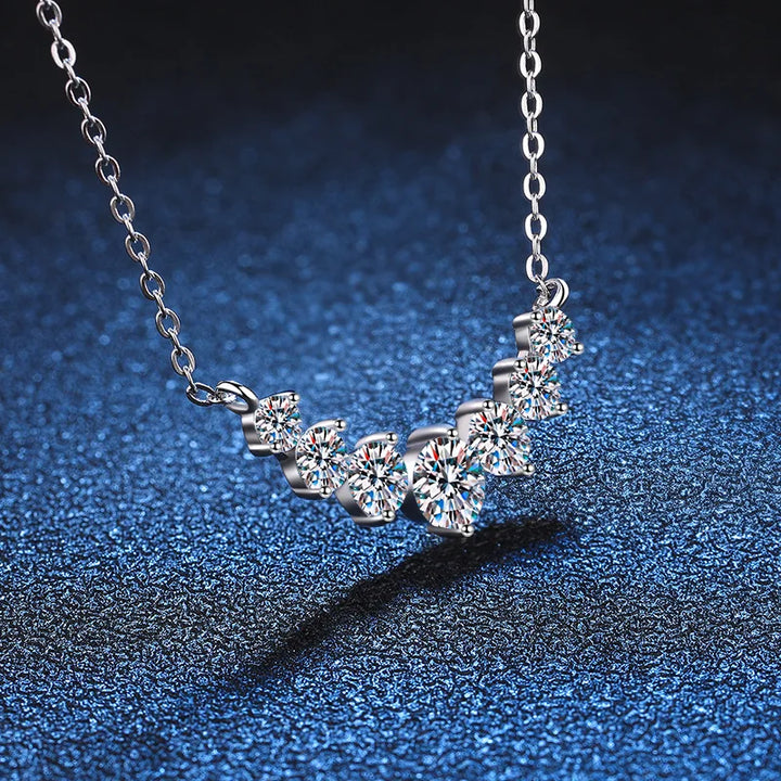 Luxury necklace with moissanites plated in certified 18k white gold