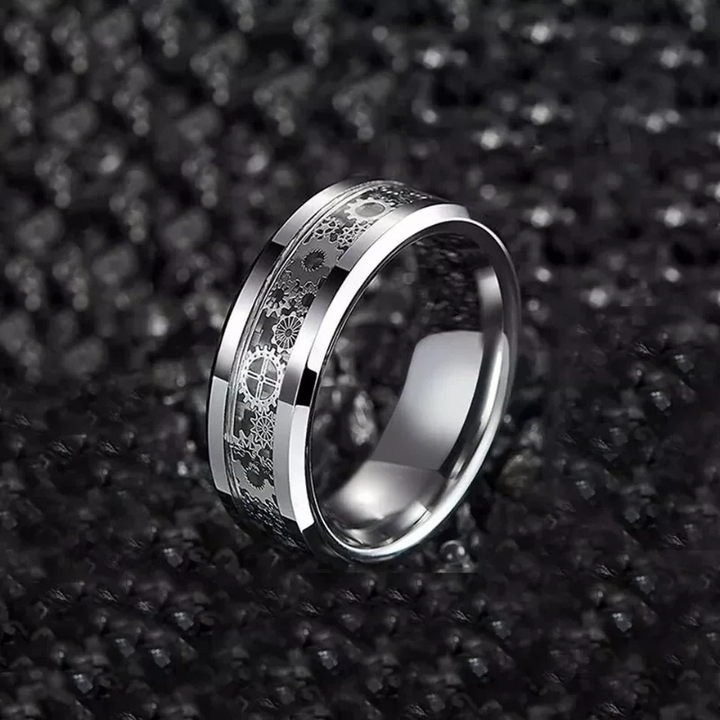 Viking ring in carbon and stainless steel