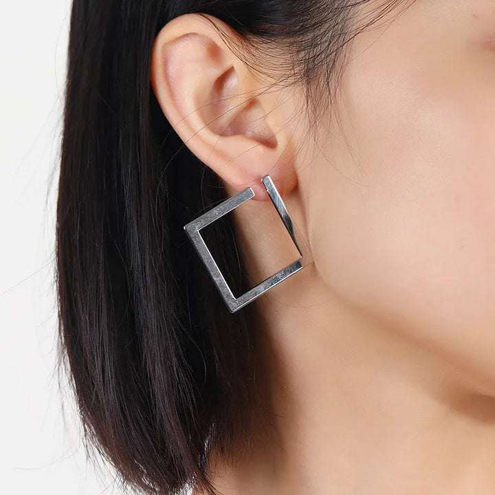 Minimalist retro stainless steel square earring