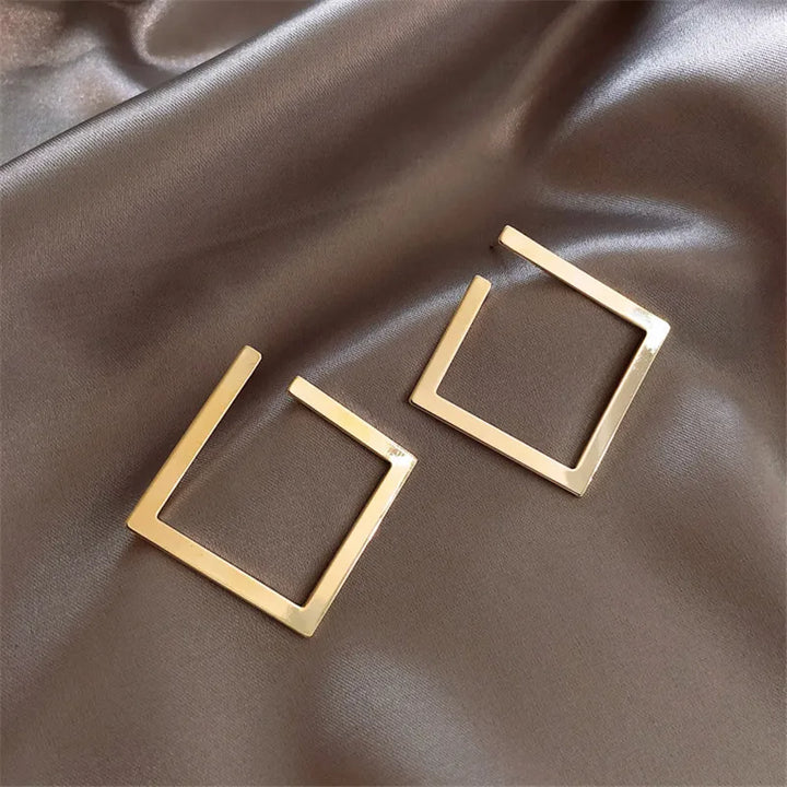 Minimalist retro stainless steel square earring