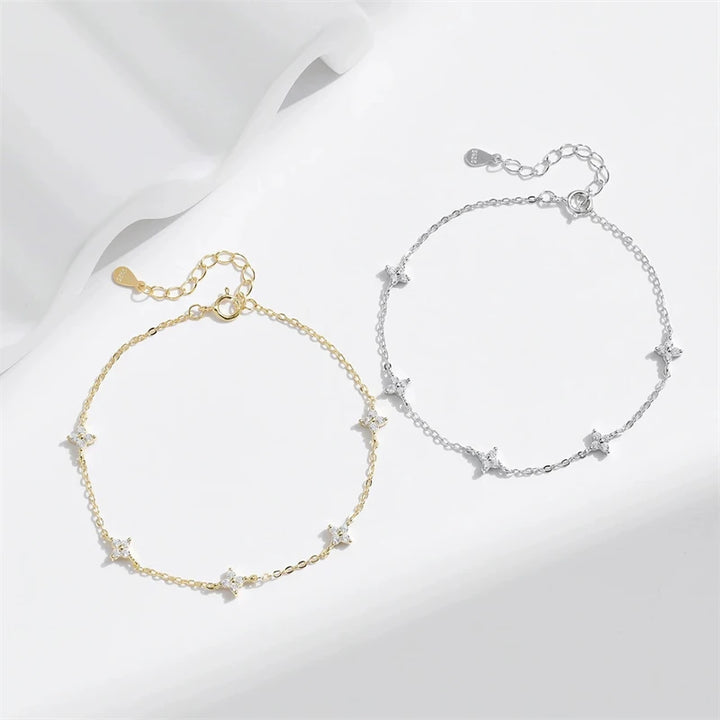 Silver and gold stainless steel bracelet with zirconia