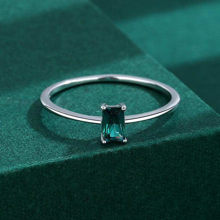 2022 NEW Classic Paraiba Rectangular Emerald Original S925 Sterling Silver Rings For Women Sapphire Diamond Engagement Jewelry