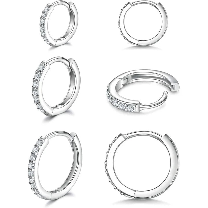 Hoop earrings in 925 sterling silver and 14k gold plated with zirconia