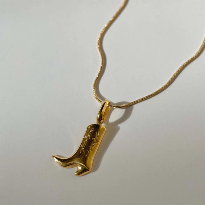 18k gold plated stainless steel necklace with Boots pendant