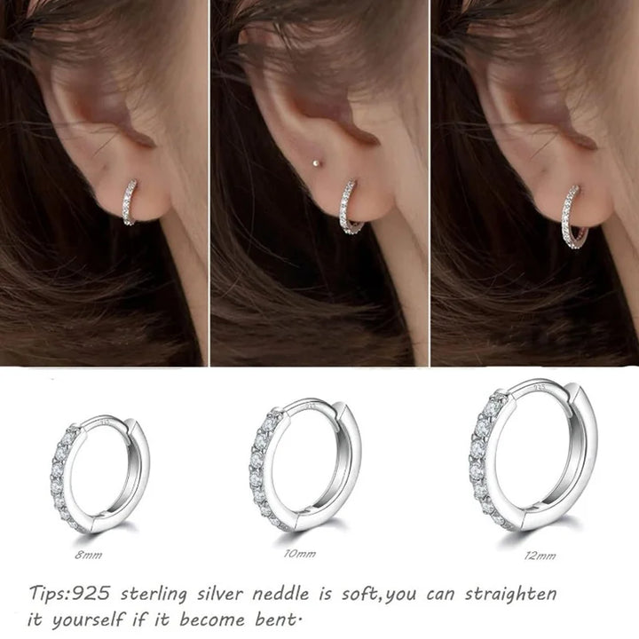 Hoop earrings in 925 sterling silver and 14k gold plated with zirconia