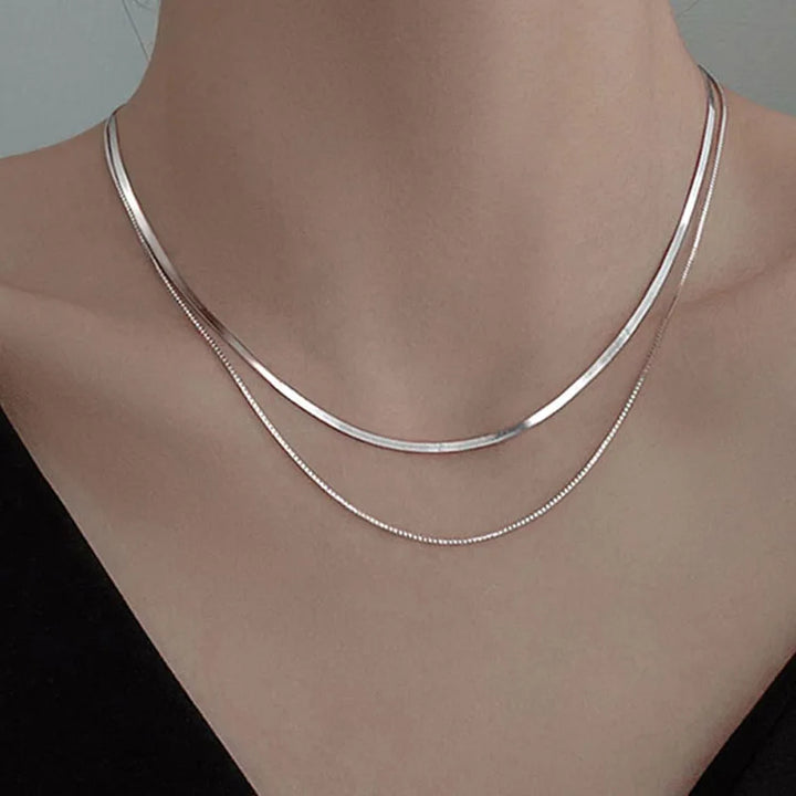 Double layer S925 silver chain