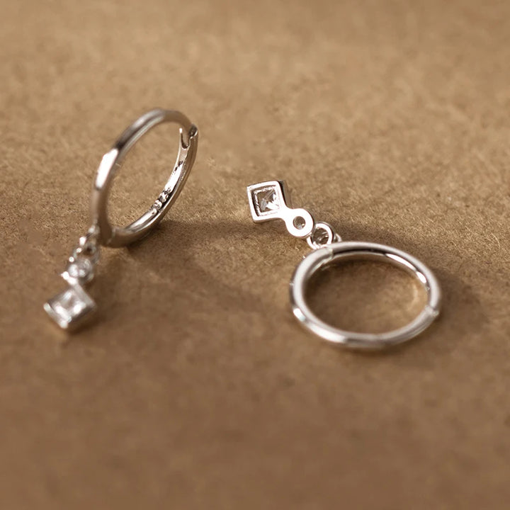 Real 925 Sterling Silver Hoop Earring with Zirconia