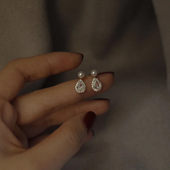 Stainless steel earrings with zirconia and stones