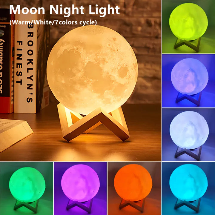 Moon-shaped 3D LED lampshade