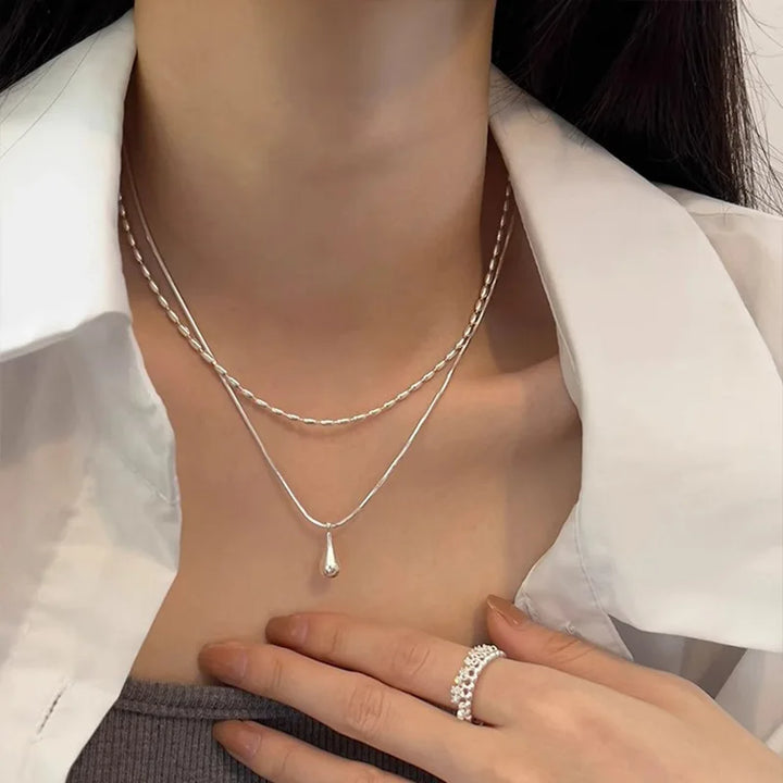 New Trendy Fashion 925 Silver Pearl Simple Elegant Thin Chain Pendant Necklace for Women Girl Jewelry Dropship Wholesale