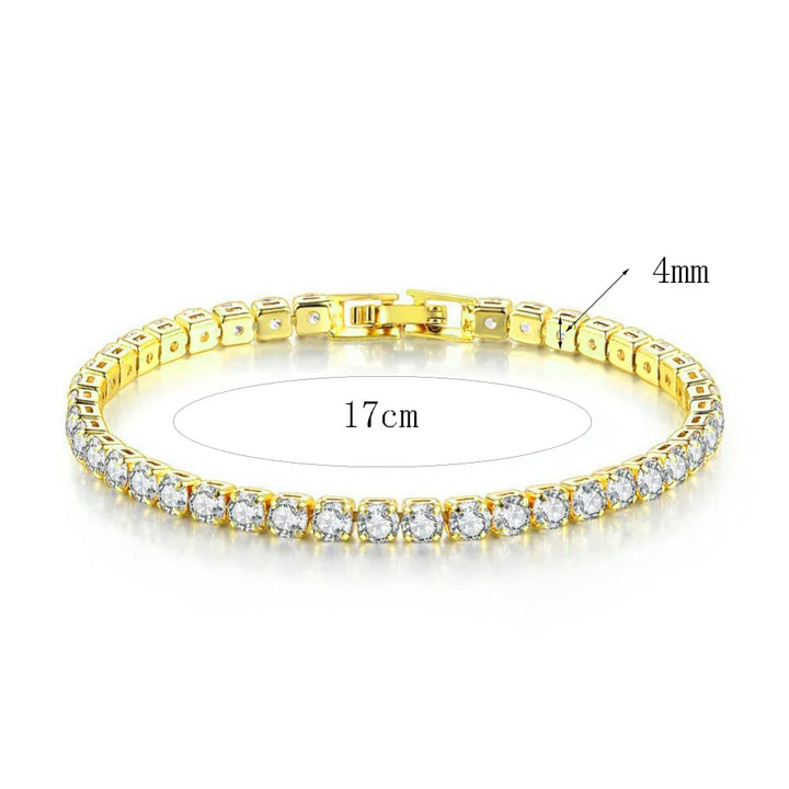 Stainless steel bracelet plated in 14k gold and 925 sterling silver with cubic zirconia