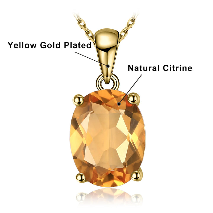 JewelryPalace Rose Gold Yellow Gold Plated Natural Amethyst Citrine Garnet Topaz 925 Sterling Silver Pendant Necklace No Chain