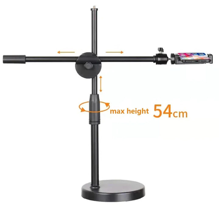 Hanging tripod with ring light for cell phone