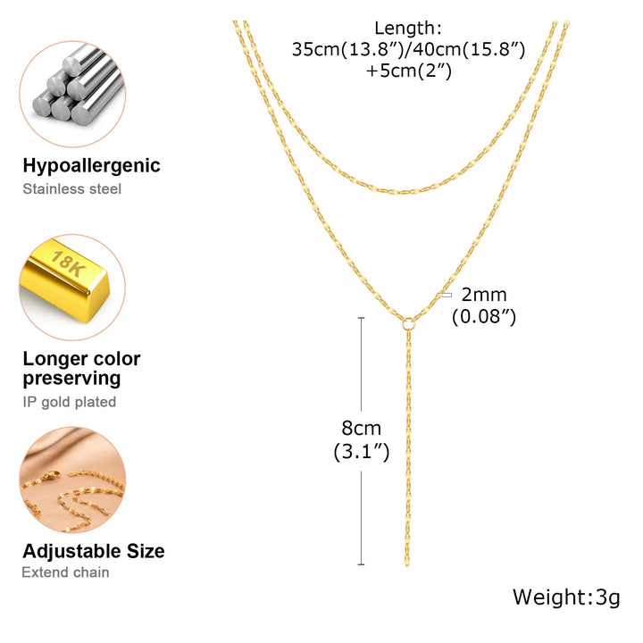 2024 Stainless Steel Lip Chain,Double Layered Fringe Necklace,Gold Color Chaoker Fashion Jewelry Long Neckalce Sets for Women