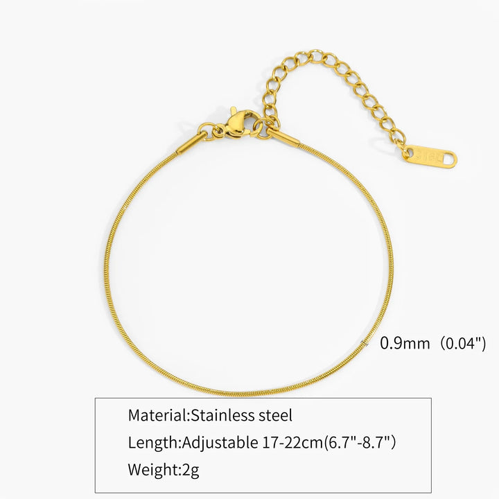 Ultra Thin Stainless Steel Snake Chain Bracelet Gold and Silver Color