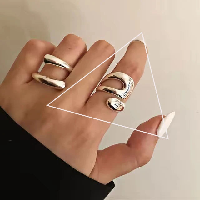 VENTFILLE 925 Sterling Silver Ring for Women Girl Jewelry Geometry Hollowed Out Design Overlapping Simple  Gift Dropshipping